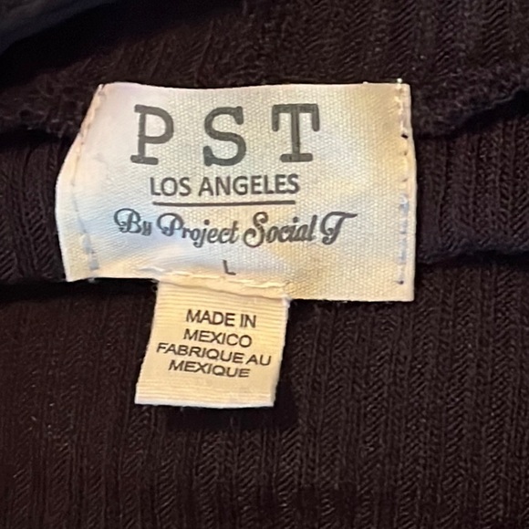 PST Los Angeles By Project Social T Black Ribbed Long Sleeve Hoodie … - Picture 5 of 9